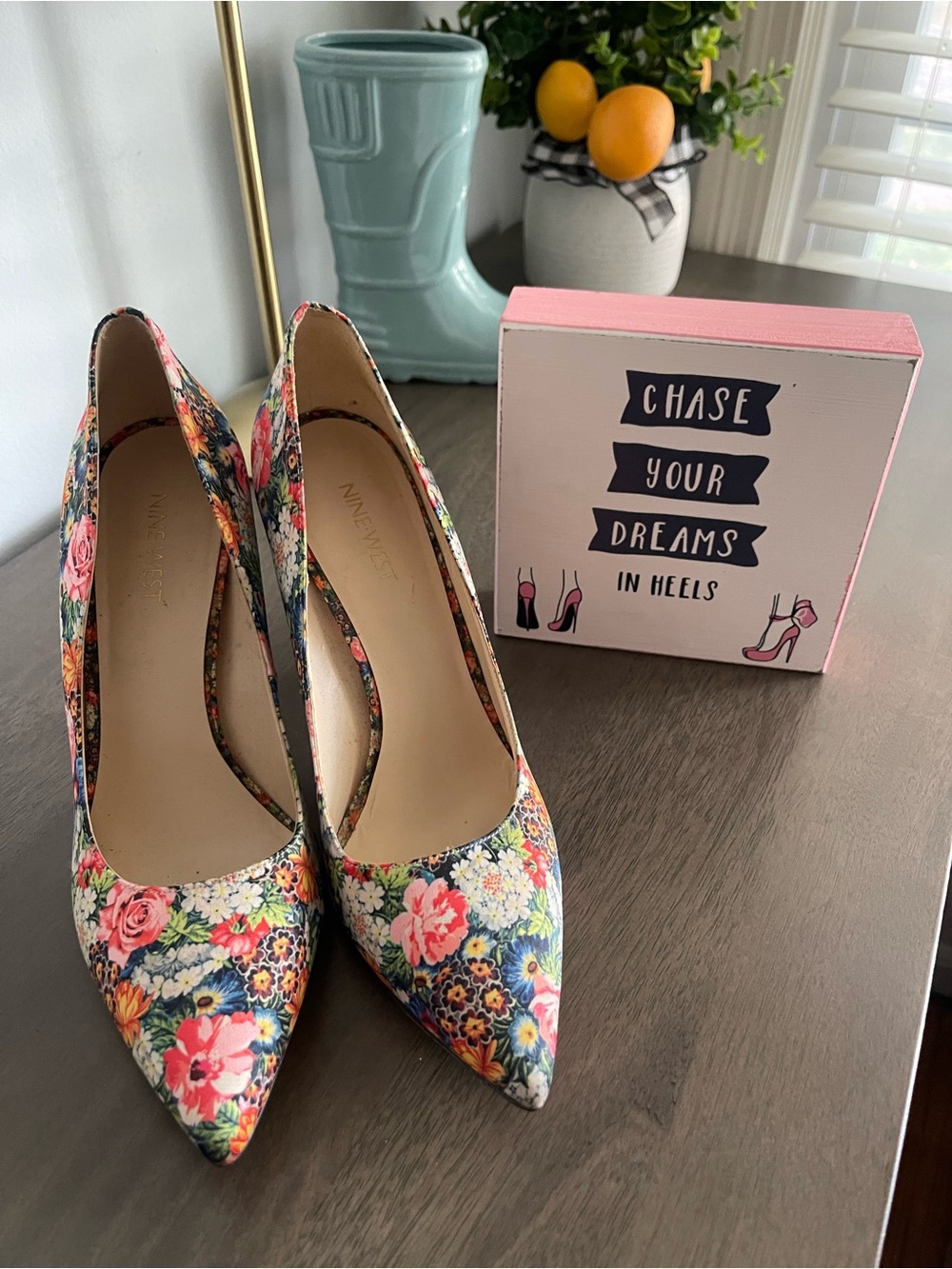 Nine West Floral Pointed Pumps in Multicolor Garden Print